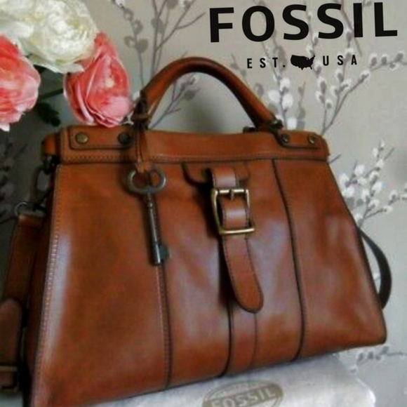 Fossil Handbags - Fossil large leather vintage revival satchel
